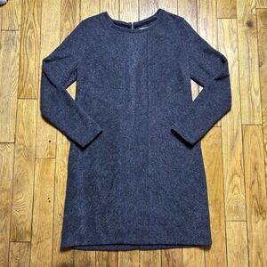 Lou & Grey Charcoal Gray Textured Long Sleeve Sweater Dress Size L Exposed Zip